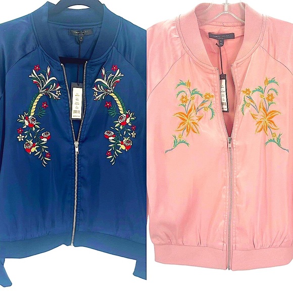 Romeo & Juliet Couture NEW Dusty Pink Embroidered Bomber Jacket Sz Medium $175 - Picture 3 of 8